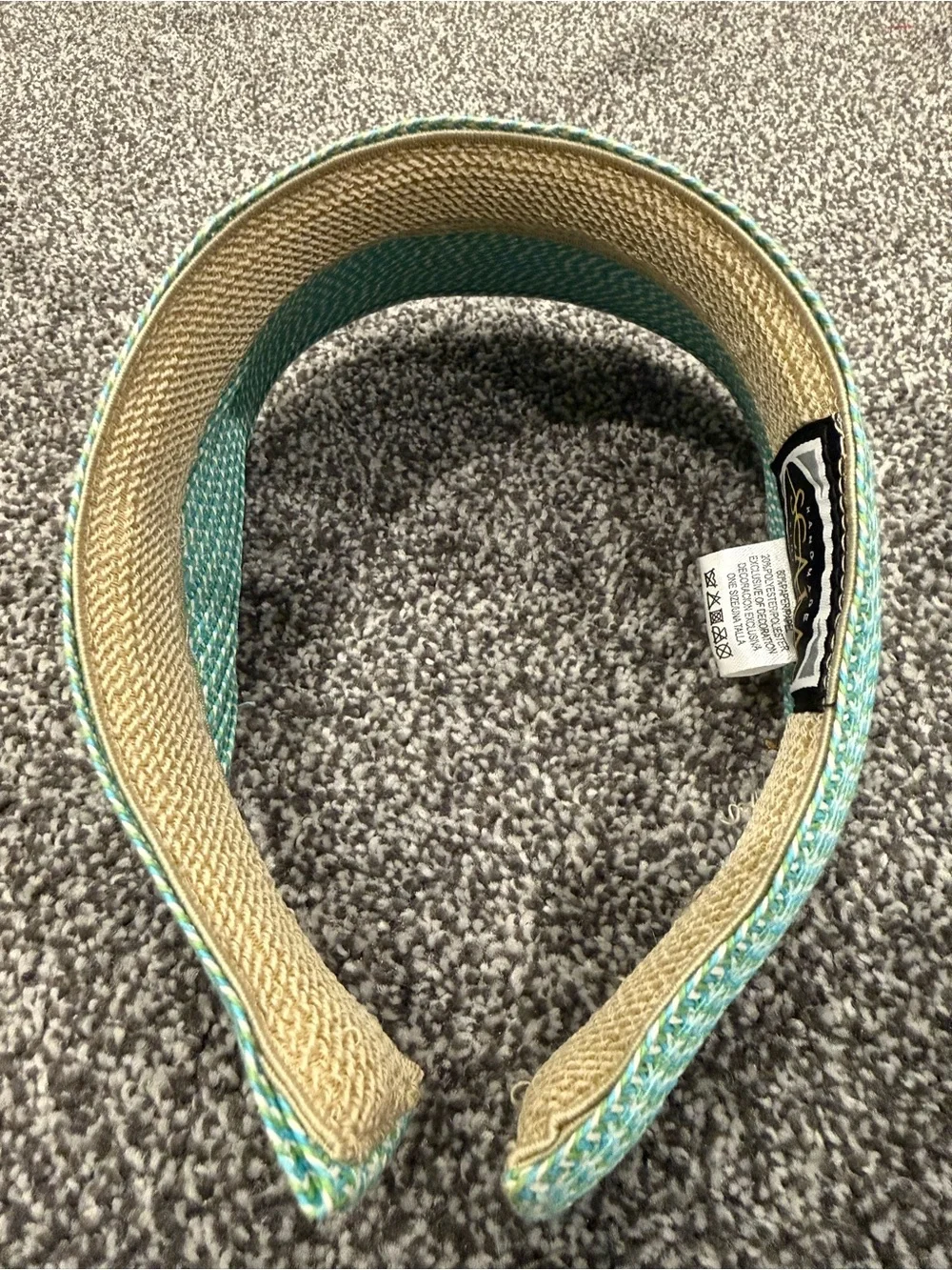 Scala Raffia Braided Visor in Sea Foam